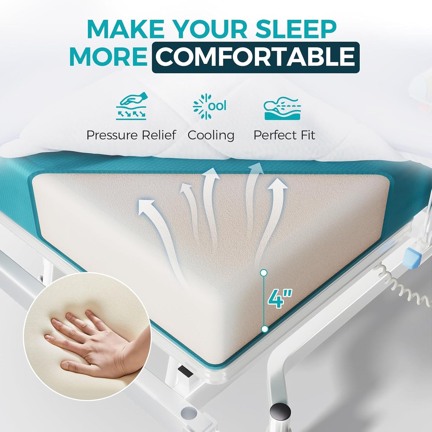 ππππ πππ° ππ©π π«πππ 3 Function Full Electric 600LBS Hospital Bed, Medical Equipment, Hospital Beds for Home or Hospital Use, Frame, Adjustable Medical Bed for Seniors