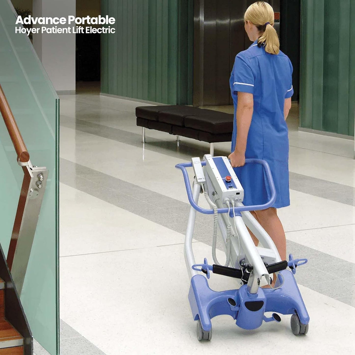 Joerns Hoyer Advance Electric Portable Patient Lift - Foldable Lightweight 70 lbs, 340 lb Capacity, Battery Powered for Home Care, Nursing & Professional Use- E340
