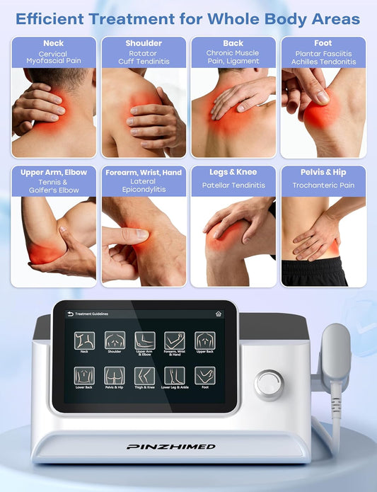 2026 Upgraded Shockwave Therapy Machine, Non-Invasive Extracorporeal ESWT Shockwave Therapy with 8 Heads for Pain Relief, Muscle, Joint & Tissue Regeneration, 10 bar & 10 Modes for Home & Institution