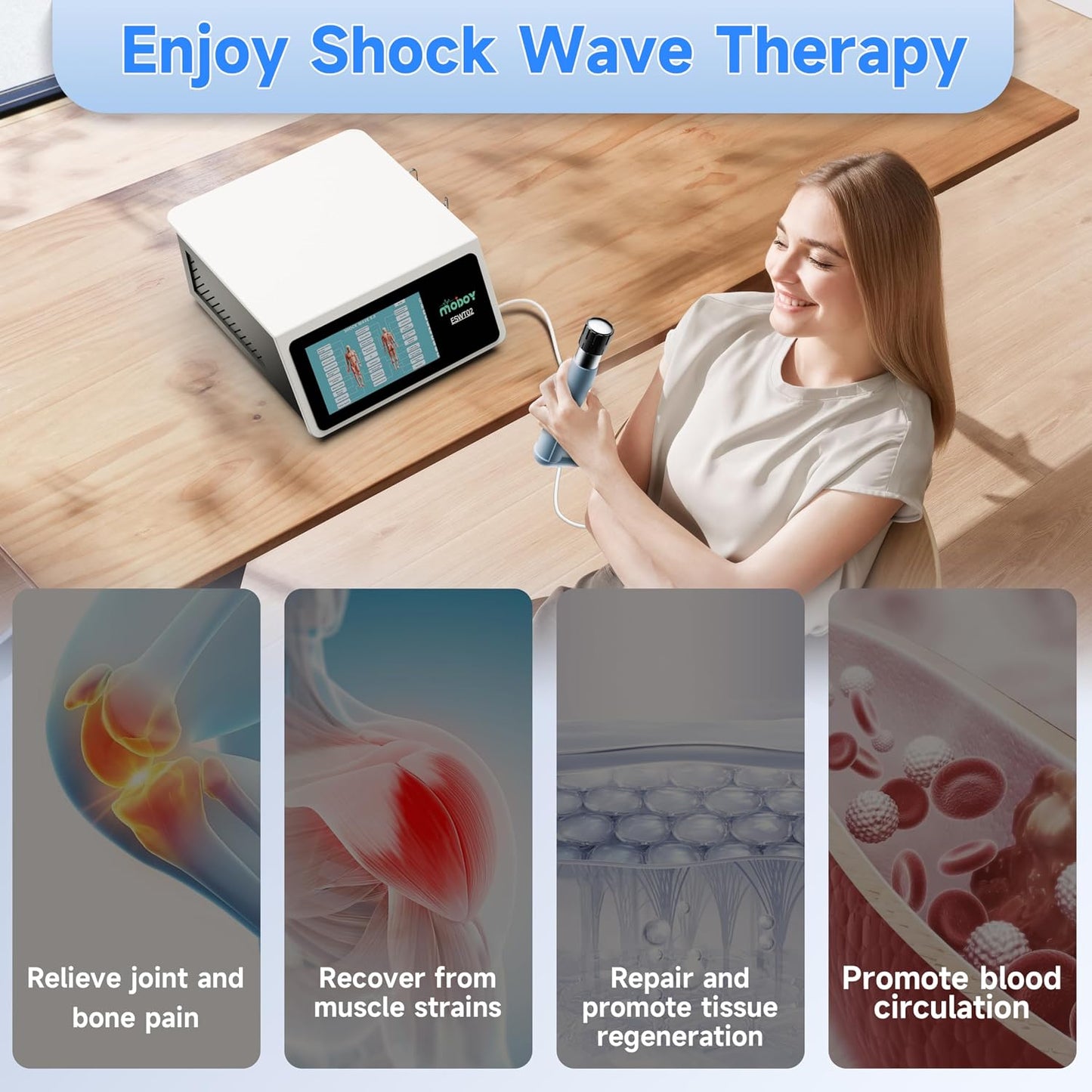 Shockwave Therapy Machine, FSA&HSA Shock Wave Therapy Device, ESWT02 | Home & Clinical Use, Joint/Muscle Pain Relief, Non-Invasive Extracorporeal Shockwave Therapy, AC 110V / 60Hz, 0.5~10 Bar