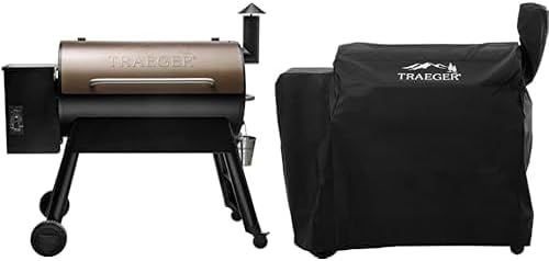 Traeger Pro 34 Electric Wood Pellet Grill and Smoker (884 Sq In, 450°F Max) with Full-Length Grill Cover Bundle
