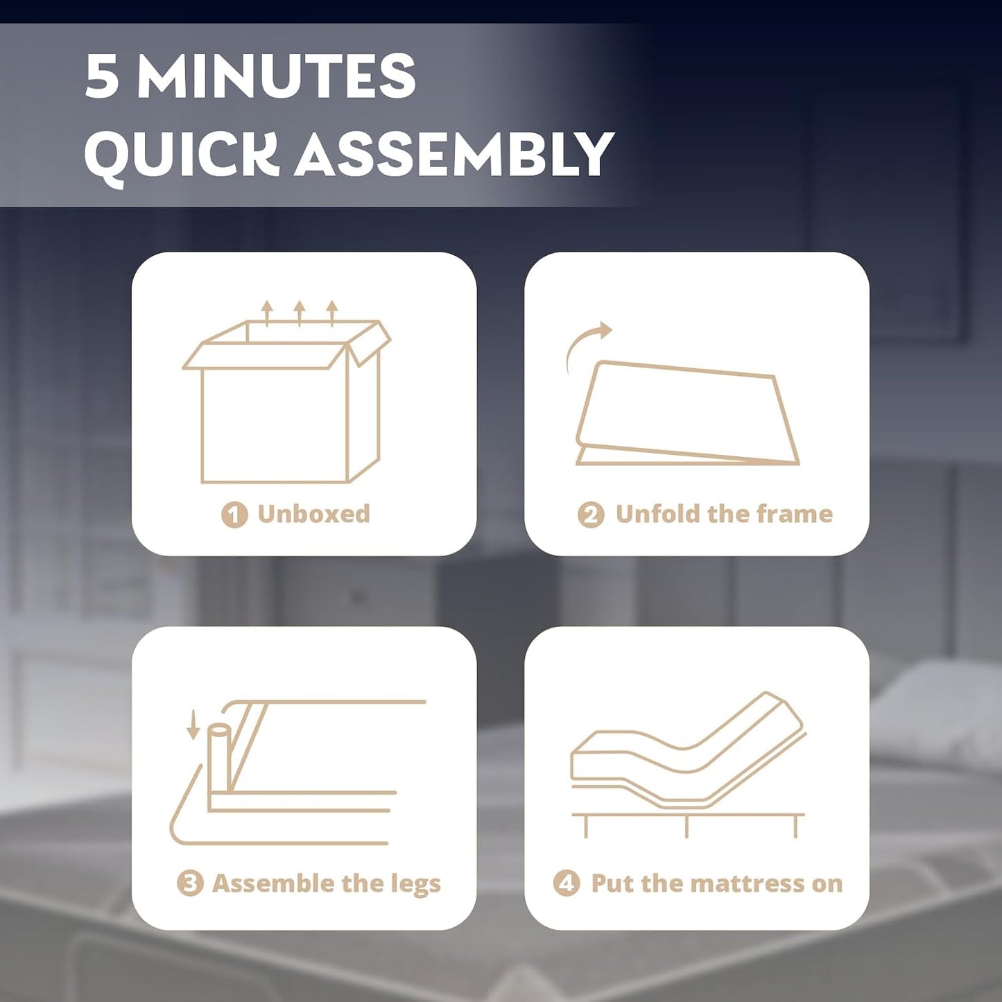 Dyonery Twin XL Adjustable Bed Base Frame with Wireless Remote + 12 Inch Twin XL Gel Memory Foam Mattress Bed in a Box, Head and Foot Incline, Zero Gravity, Fiberglass Free, 80" × 38"