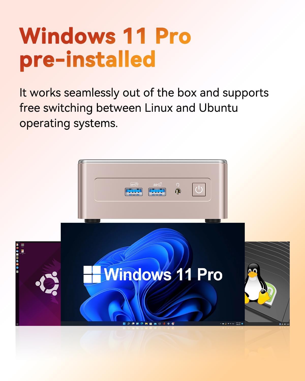 GEEKOM A5 Mini PC, AMD Ryzen 5 7430U, Home Office Desktop Computer | 16GB RAM (Upgradable), 1TB NVMe SSD, Windows 11 Pro, Media Server, 8K, Wi-Fi 6, USB 3.2, SD Slot, 6 USB, 3-Year Coverage