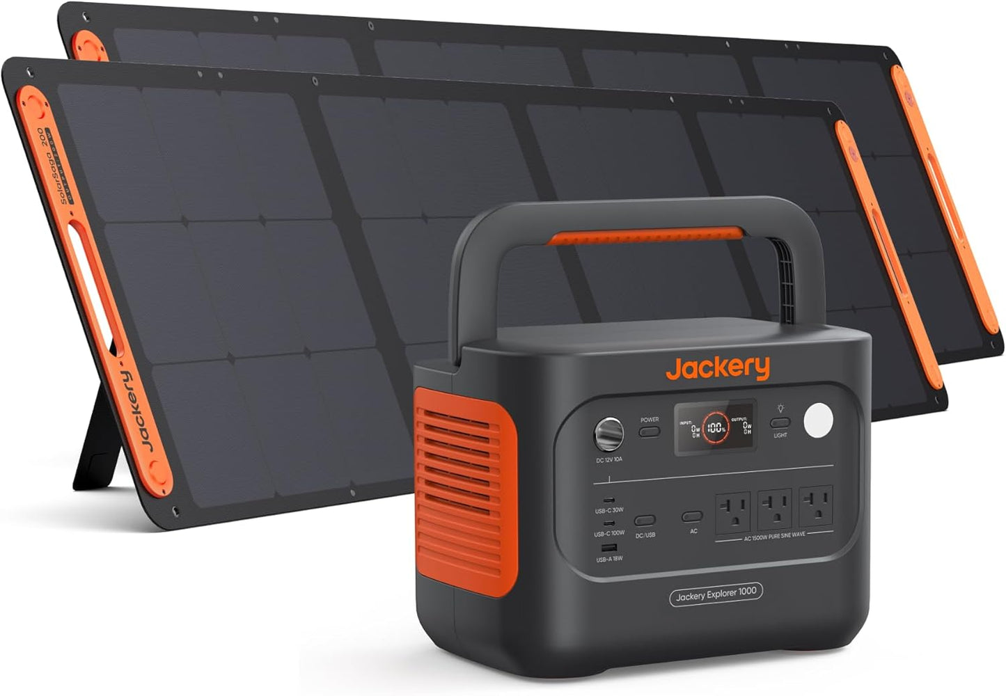 Jackery Solar Generator 1000 v2 with 200W Solar Panel,1070Wh Portable Power Station LiFePO4 Battery,1500W AC/100W USB-C Output, 1Hr Fast Charge for Outdoor,Off-Grid Living,RV,Emergency