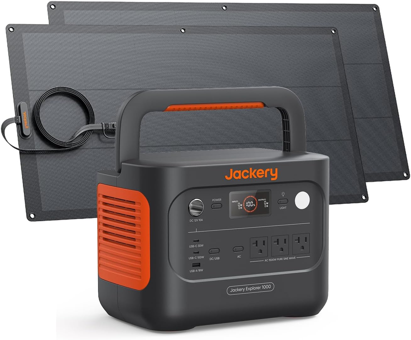 Jackery Solar Generator 1000 v2 with 200W Solar Panel,1070Wh Portable Power Station LiFePO4 Battery,1500W AC/100W USB-C Output, 1Hr Fast Charge for Outdoor,Off-Grid Living,RV,Emergency