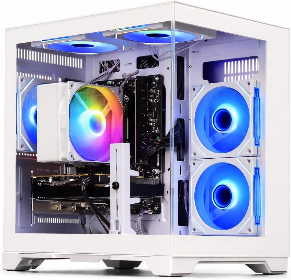 LXZ Gaming PC Desktop - Ryzen 5 5500 | GeForce RTX 3050 6GB | 16GB DDR4 | 512GB NVME SSD | DP/HDMI/DVI, Prebuilt Tower Computer for Gaming, Home and Office (White)