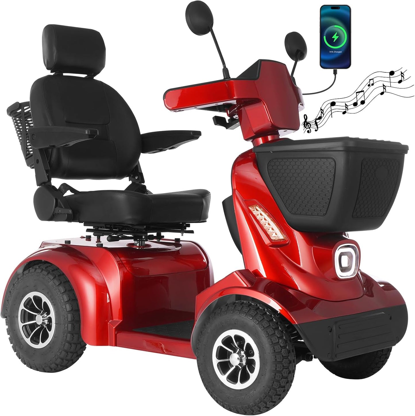 Ecomobi All-Terrain Heavy Duty Mobility Scooter for Seniors & Adults, 1000W Powerful Motor, 550 lbs Weight Capacity, 32 Mile Extended Range, 9 MPH, 13” Pneumatic Tires, Full Suspension, FDA Cleared