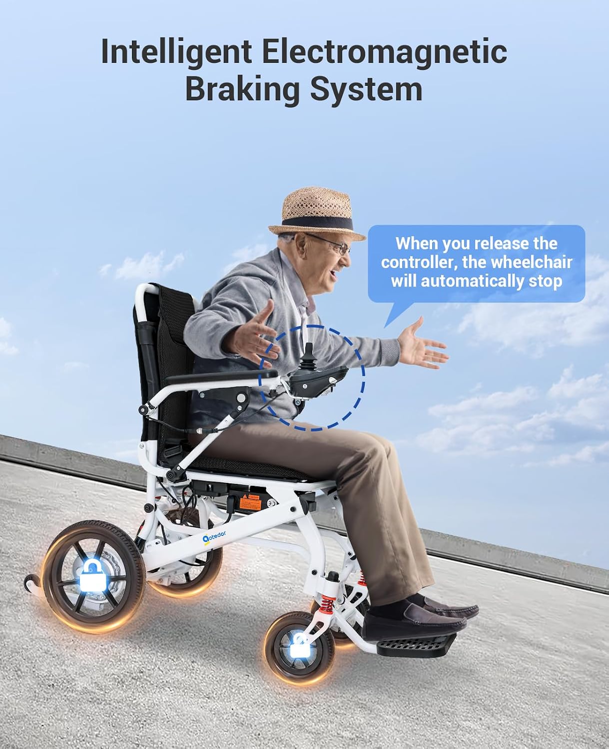 Aotedor Electric Wheelchairs for Adults,22 Miles Long Travel Range with 2 Lithium Batteries All Terrain Power Wheelchair,Ultra Lightweight 39Lbs Folding Compact Motorized Wheelchair,Airline Approved