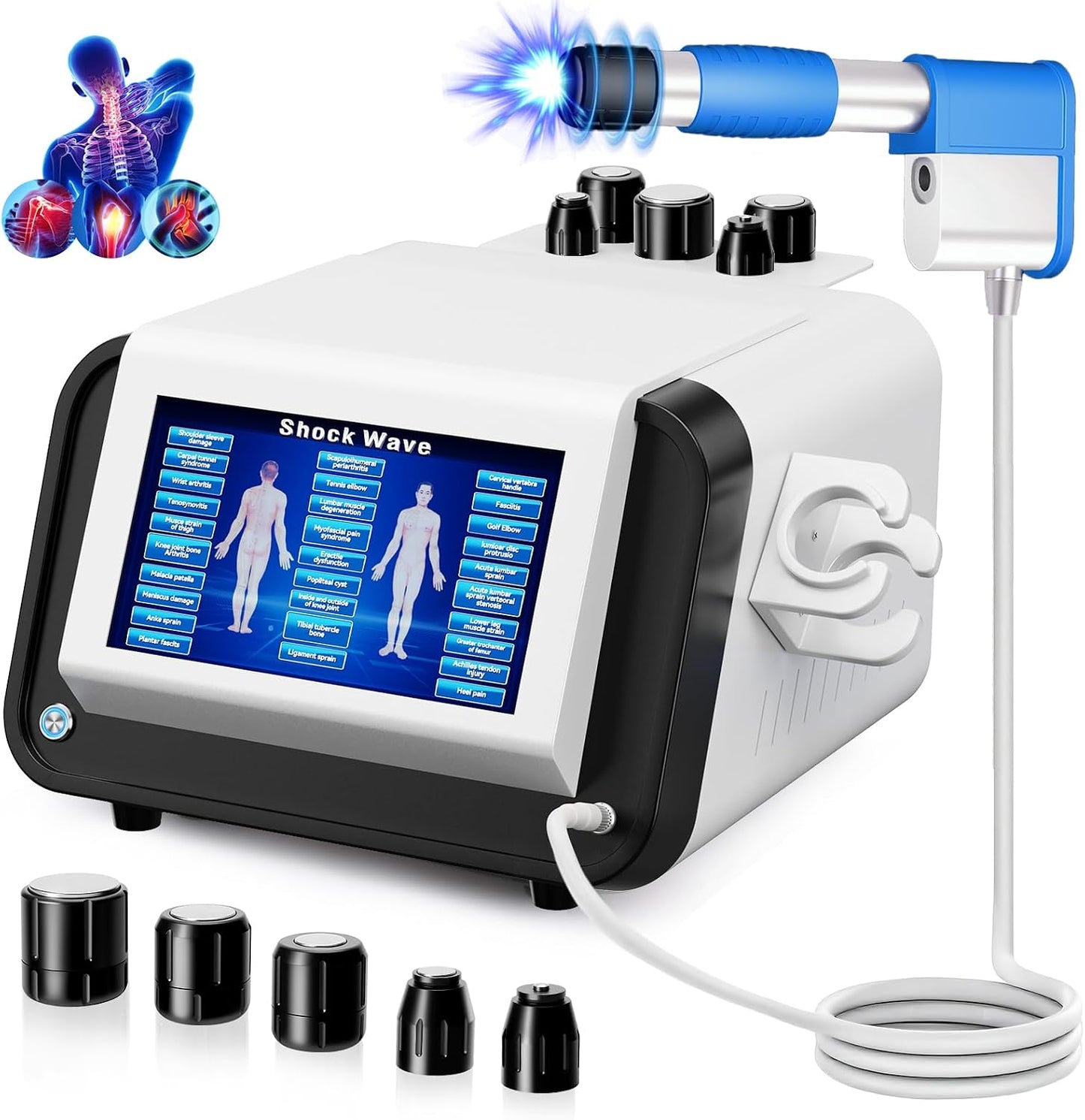 Shockwave Therapy Machine Extracorporeal Shock Wave Therapy Machine Pain Relief for Muscles and Joints, Painless, Non-Invasive No Side Effects, Ideal for Rehab & Gym Home Use