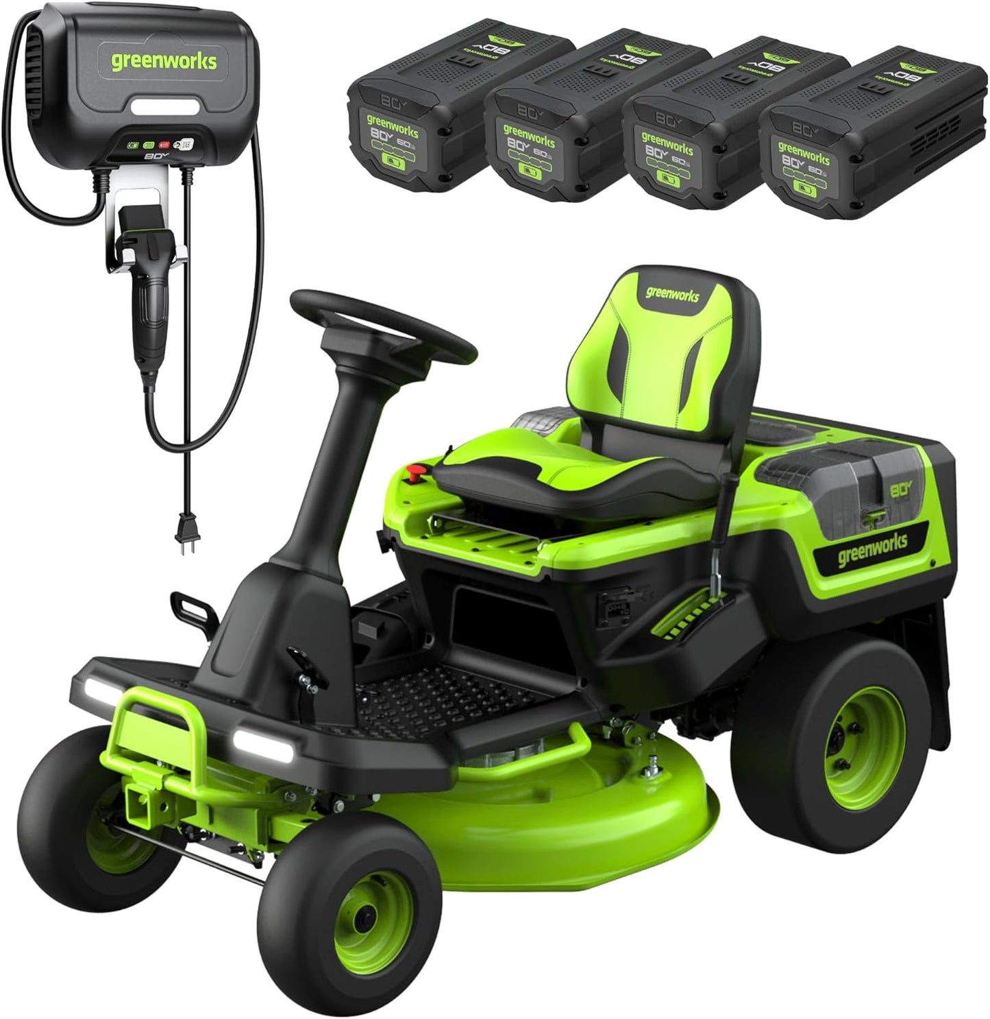 Greenworks 80V 42" CrossoverZ Zero Turn Riding Lawn Mower, (6) 6.0Ah Batteries and 600W Charger