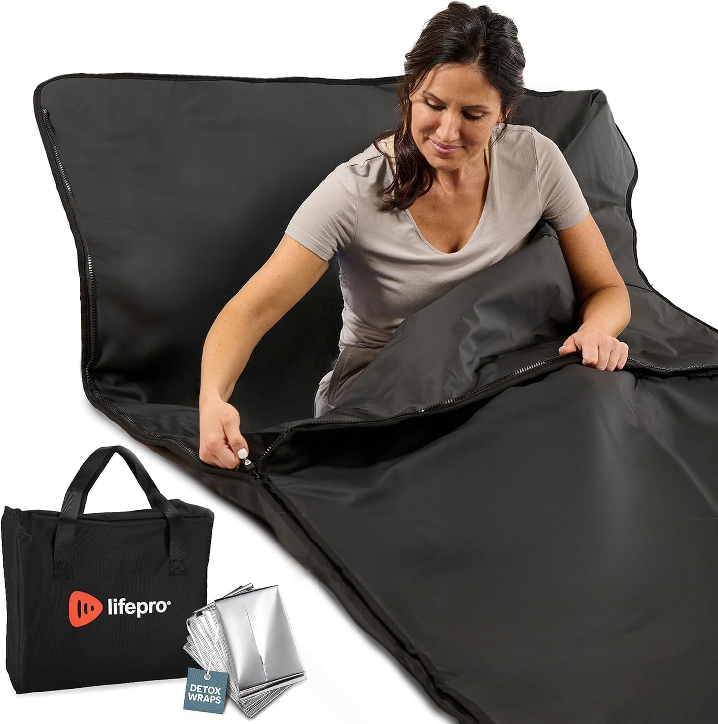 Lifepro RejuvaWrap Infrared Sauna Blanket — Portable Sauna Bag with 9 Temp Levels Low EMF Far Infrared Heating — At Home Full Body Rejuvenation & Relaxation