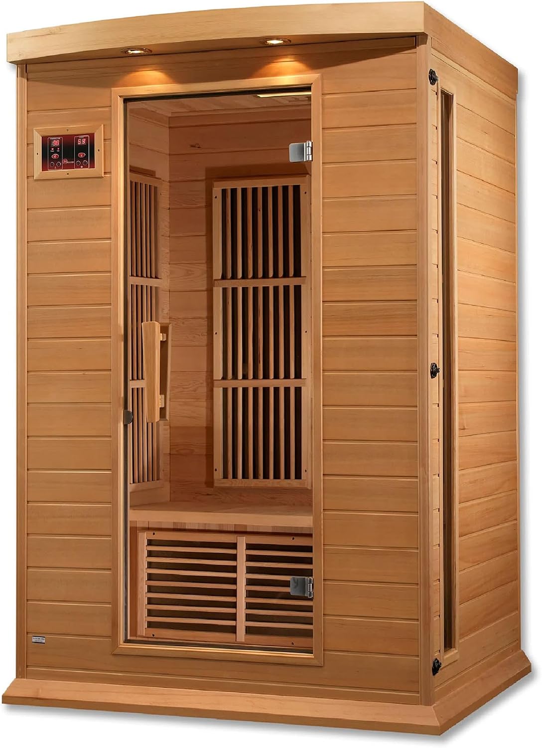 DYNAMIC SAUNAS Barcelona 1- to 2-Person Low EMF FAR Infrared Sauna with Red Light Therapy & Bluetooth Speakers | Personal Indoor Dry Heat Sauna for Home & Gym – Made from Canadian Hemlock