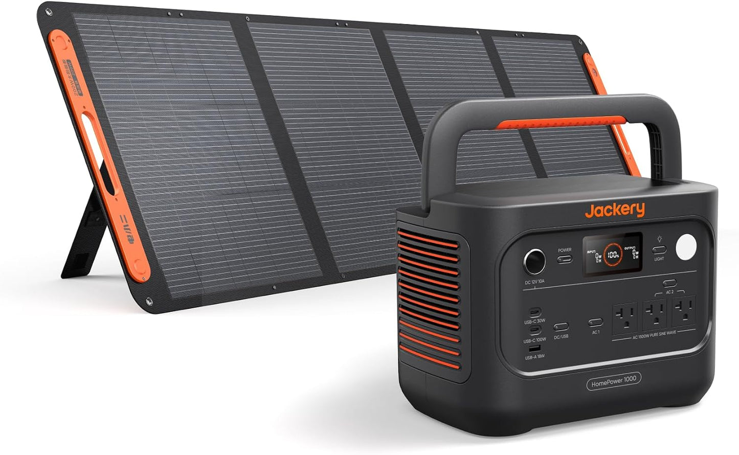 Jackery Solar Generator 1000 v2 with 200W Solar Panel,1070Wh Portable Power Station LiFePO4 Battery,1500W AC/100W USB-C Output, 1Hr Fast Charge for Outdoor,Off-Grid Living,RV,Emergency