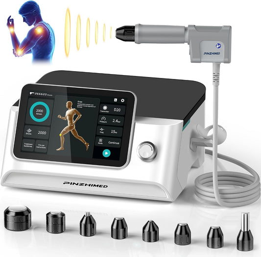 2026 Upgraded Shockwave Therapy Machine, Non-Invasive Extracorporeal ESWT Shockwave Therapy with 8 Heads for Pain Relief, Muscle, Joint & Tissue Regeneration, 10 bar & 10 Modes for Home & Institution