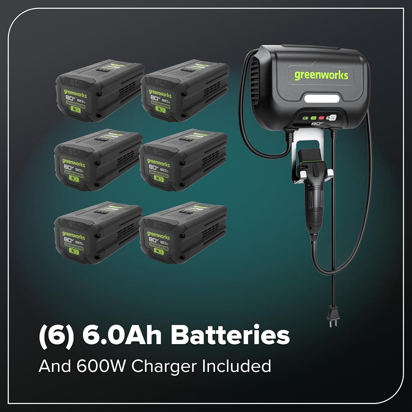Greenworks 80V 42" CrossoverZ Zero Turn Riding Lawn Mower, (6) 6.0Ah Batteries and 600W Charger