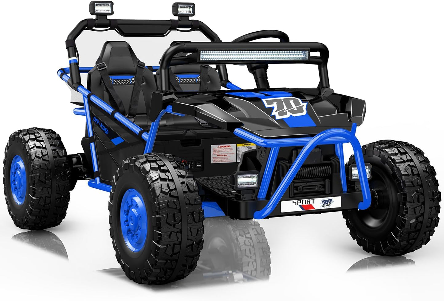 First Ride On 36V Kids Ride On UTV, 2-Seater 400W Electric Car for Kids 6+, 5-8 MPH Speed, 14" EVA Wheels, Metal Frame, Bluetooth Music, Rear Metal Suspension Off-Road Vehicle (Cobalt Blue)
