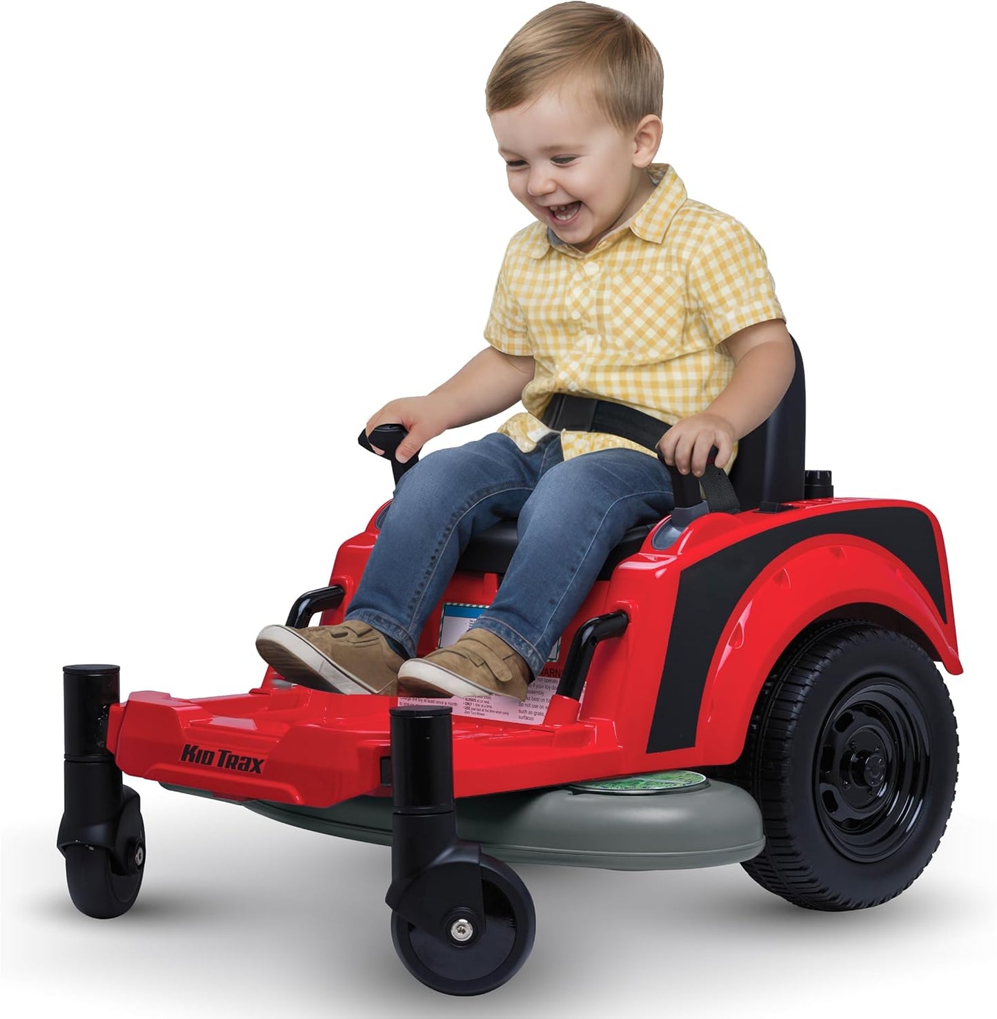 Kid Trax 12V Zero Turn Lawn Mower Tractor Toy - Riding Lawn Mower, Outdoor Toys, Kids Electric Car, Ride On Tractor, Dual Handle, Twist and Turn, Speed to 3MPH, Max Weight of 77lbs, Age 3-7, Yellow