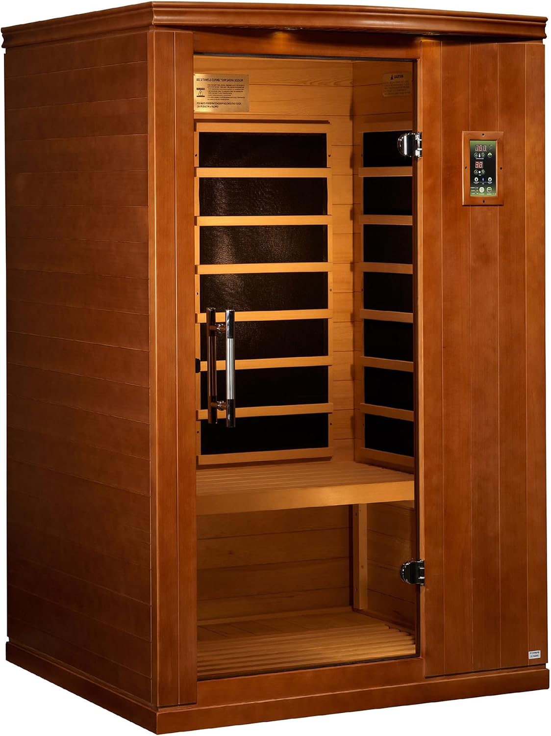 DYNAMIC SAUNAS Barcelona 1- to 2-Person Low EMF FAR Infrared Sauna with Red Light Therapy & Bluetooth Speakers | Personal Indoor Dry Heat Sauna for Home & Gym – Made from Canadian Hemlock