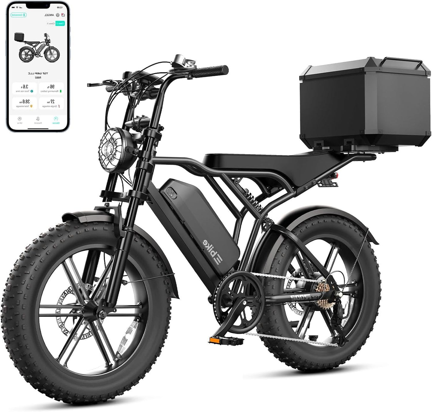 TST Electric Bike for Adults, 1500W Peak Motor 60 Miles Fat Tire Ebike with 48V 15Ah Removable Battery 20" Fat Tire Electric Bike, Full Suspension and 7-Speed