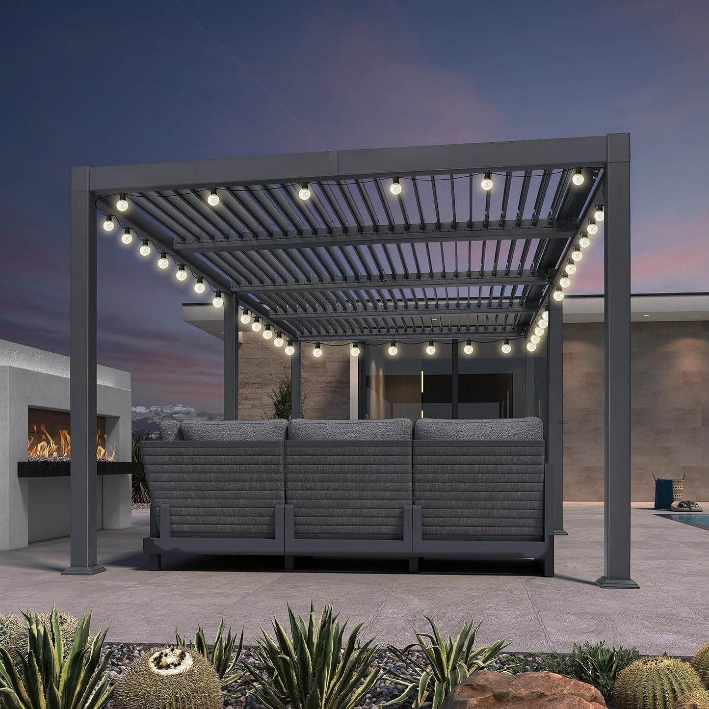 PURPLE LEAF Louvered Pergola 11.5' x 15' Aluminum Outdoor Pergola with Adjustable Louvers Roof and Integrated Drainage System 70 Mph High Wind Resistant Shade Pergolas for Patio Deck Garden Yard