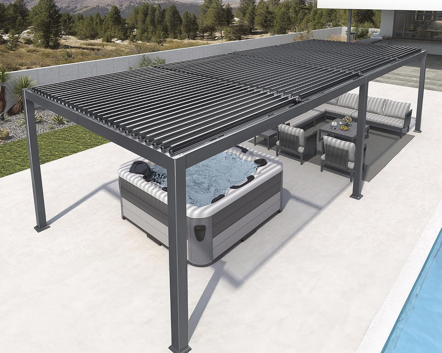 PURPLE LEAF Louvered Pergola 11.5' x 15' Aluminum Outdoor Pergola with Adjustable Louvers Roof and Integrated Drainage System 70 Mph High Wind Resistant Shade Pergolas for Patio Deck Garden Yard