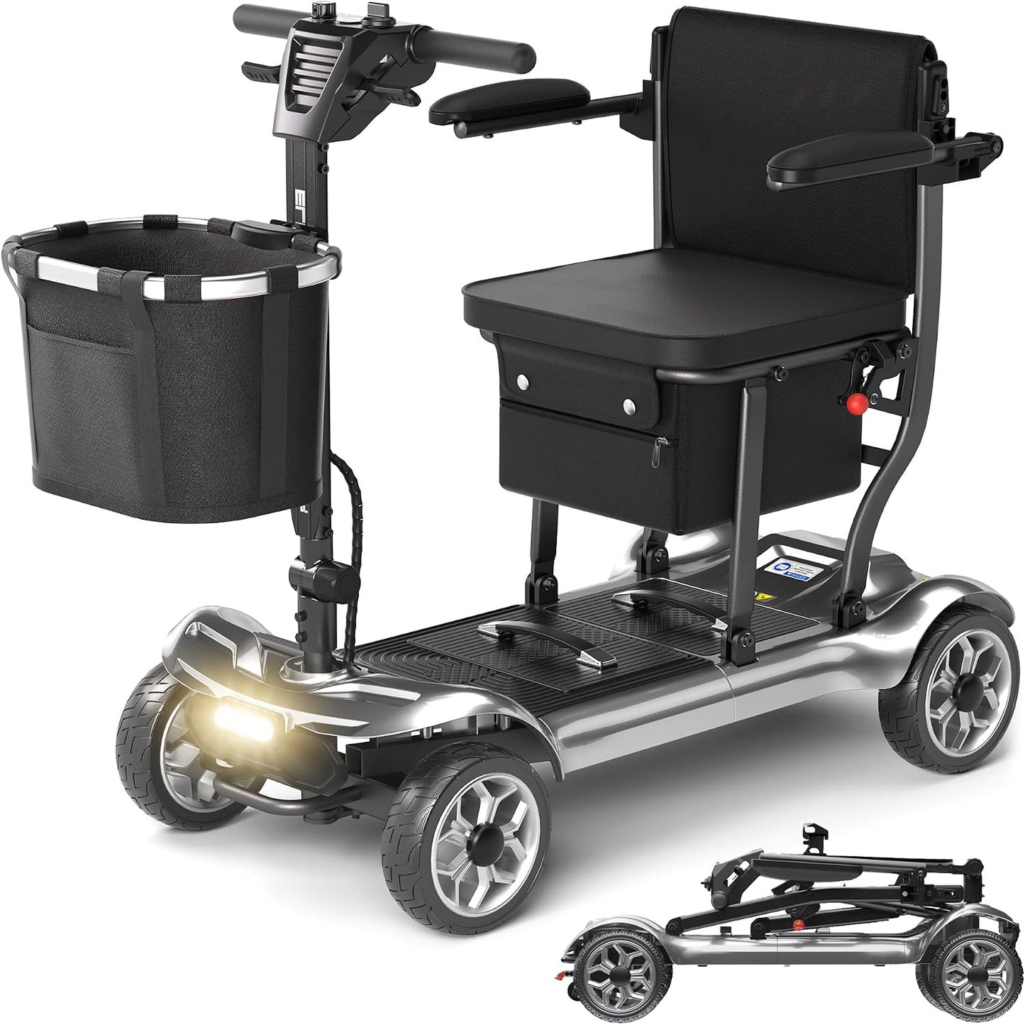 Lightweight Mobility Scooter for Adults & Seniors - Cruise & Airport Approved, 43lb Foldable Portable Motorized Scooters with Removable Lithium Battery for 12.4 Miles Travel, 300lb Capacity, Blue
