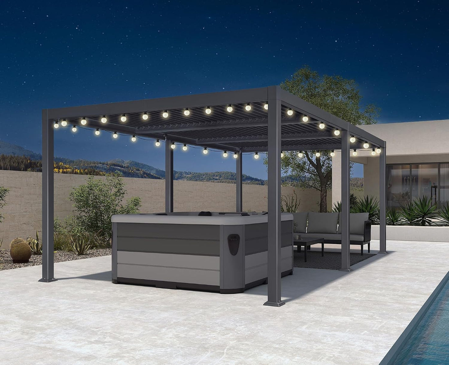 PURPLE LEAF Louvered Pergola 11.5' x 15' Aluminum Outdoor Pergola with Adjustable Louvers Roof and Integrated Drainage System 70 Mph High Wind Resistant Shade Pergolas for Patio Deck Garden Yard