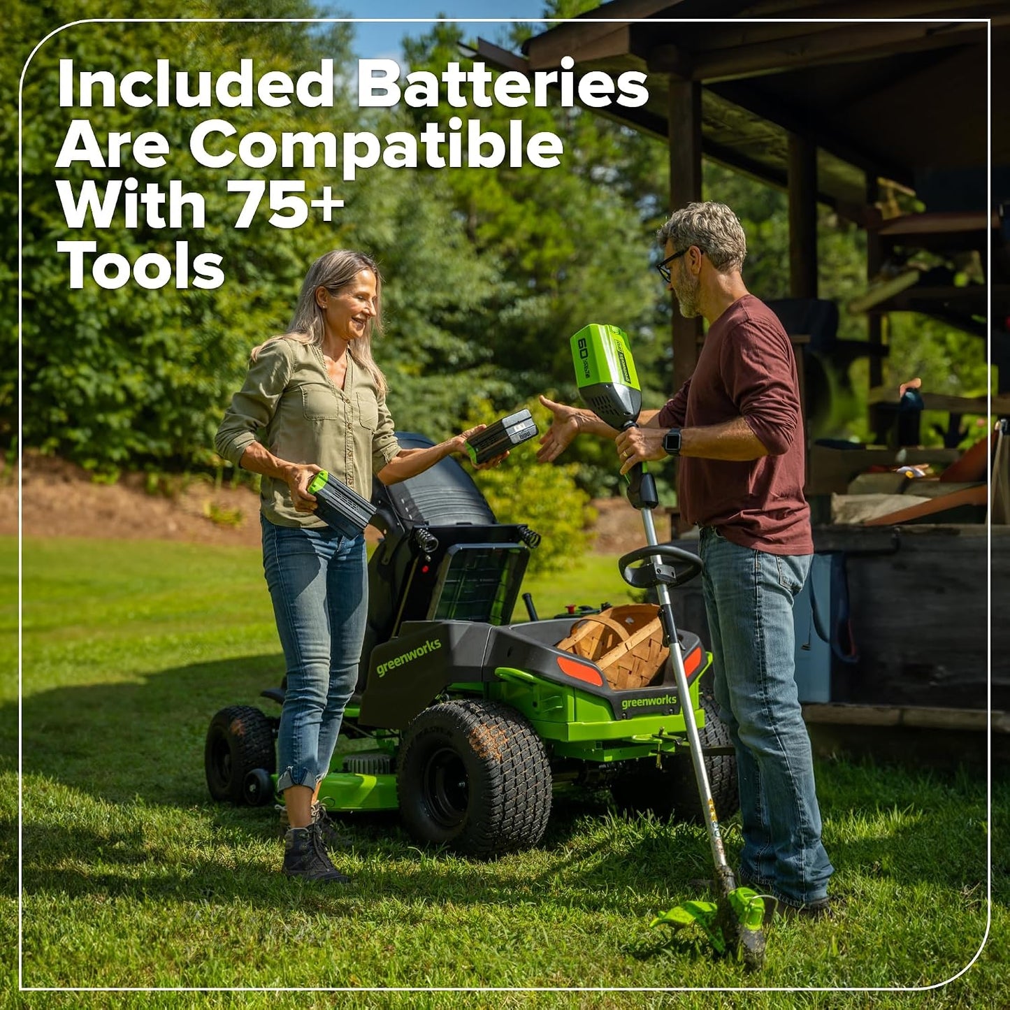 Greenworks 80V 42" CrossoverZ Zero Turn Riding Lawn Mower, (6) 6.0Ah Batteries and 600W Charger
