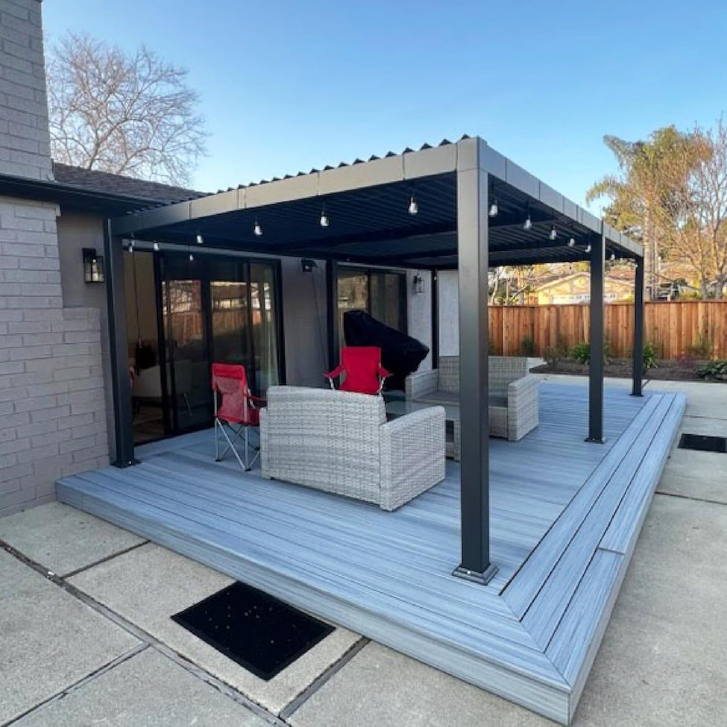PURPLE LEAF Louvered Pergola 11.5' x 15' Aluminum Outdoor Pergola with Adjustable Louvers Roof and Integrated Drainage System 70 Mph High Wind Resistant Shade Pergolas for Patio Deck Garden Yard