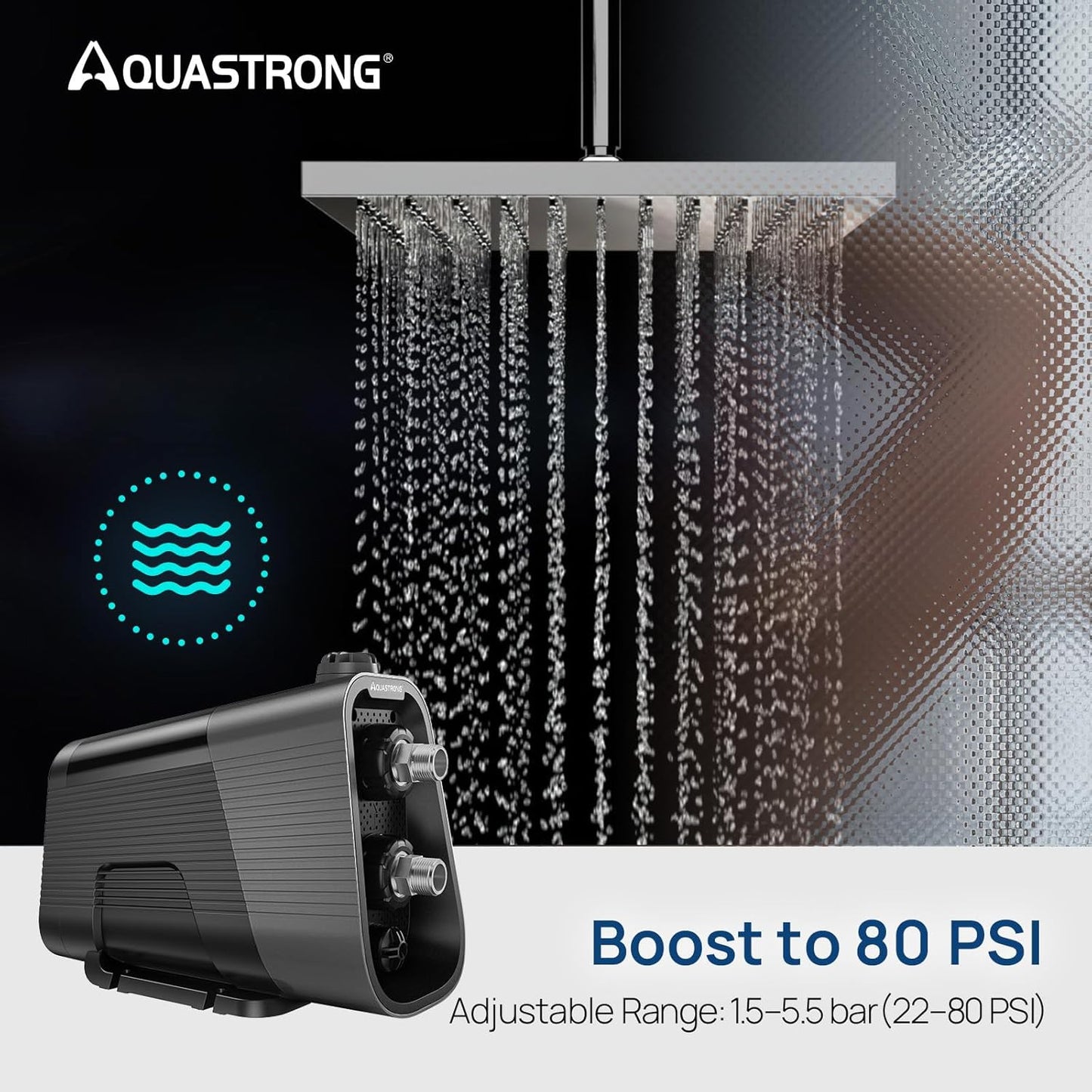Aquastrong Whole House Water Pressure Booster Pump 80 PSI, 115V Automatic Variable Speed, Constant Pressure, Integrated Design, Self-Priming, for Home, Apartment, Shower, Garden, Shallow Well,Smart 45