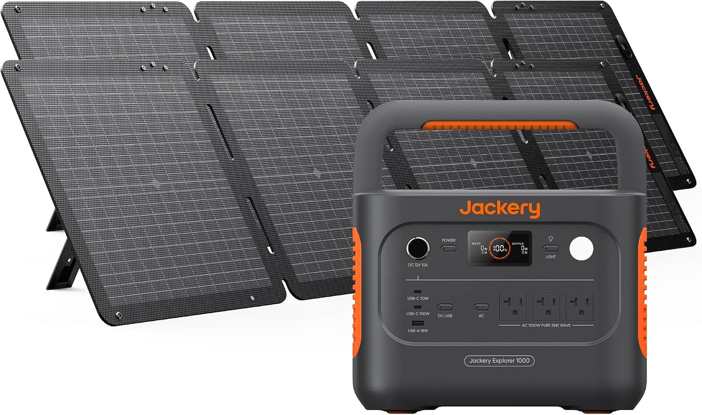 Jackery Solar Generator 1000 v2 with 200W Solar Panel,1070Wh Portable Power Station LiFePO4 Battery,1500W AC/100W USB-C Output, 1Hr Fast Charge for Outdoor,Off-Grid Living,RV,Emergency