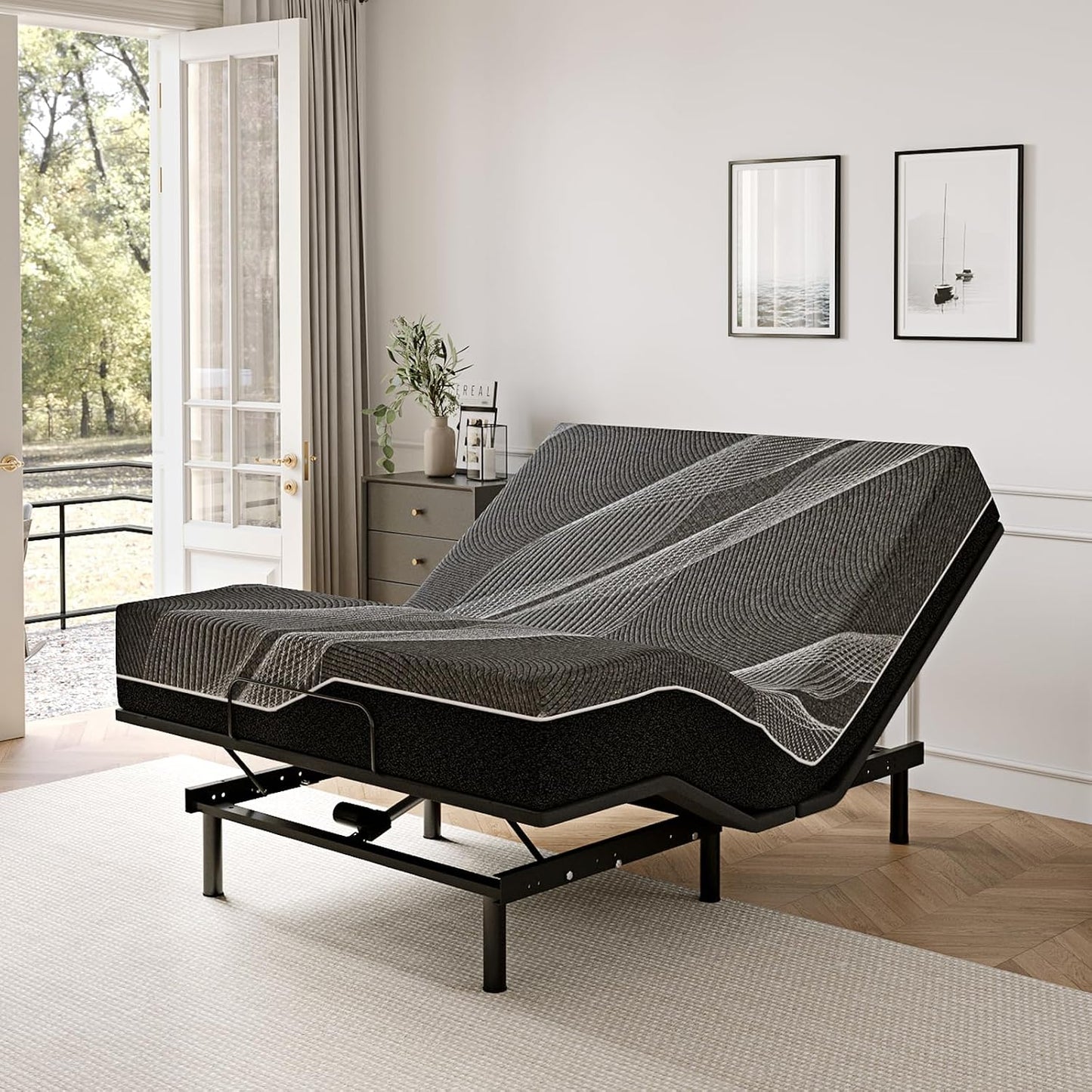 Dyonery Twin XL Adjustable Bed Base Frame with Wireless Remote + 12 Inch Twin XL Gel Memory Foam Mattress Bed in a Box, Head and Foot Incline, Zero Gravity, Fiberglass Free, 80" × 38"