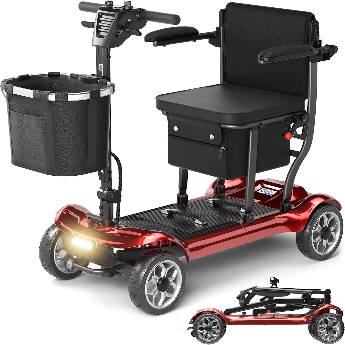Lightweight Mobility Scooter for Adults & Seniors - Cruise & Airport Approved, 43lb Foldable Portable Motorized Scooters with Removable Lithium Battery for 12.4 Miles Travel, 300lb Capacity, Blue