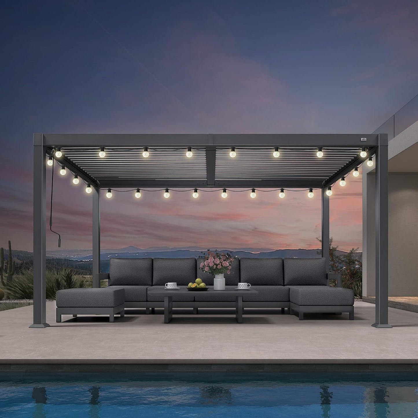 PURPLE LEAF Louvered Pergola 11.5' x 15' Aluminum Outdoor Pergola with Adjustable Louvers Roof and Integrated Drainage System 70 Mph High Wind Resistant Shade Pergolas for Patio Deck Garden Yard