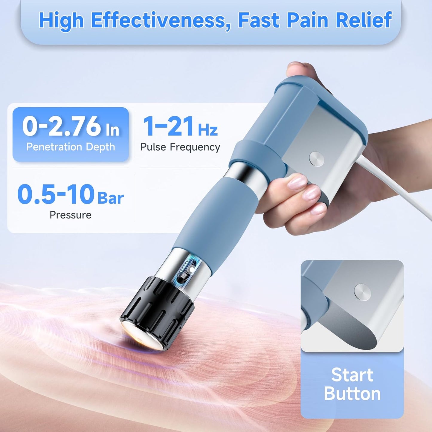 Shockwave Therapy Machine, FSA&HSA Shock Wave Therapy Device, ESWT02 | Home & Clinical Use, Joint/Muscle Pain Relief, Non-Invasive Extracorporeal Shockwave Therapy, AC 110V / 60Hz, 0.5~10 Bar