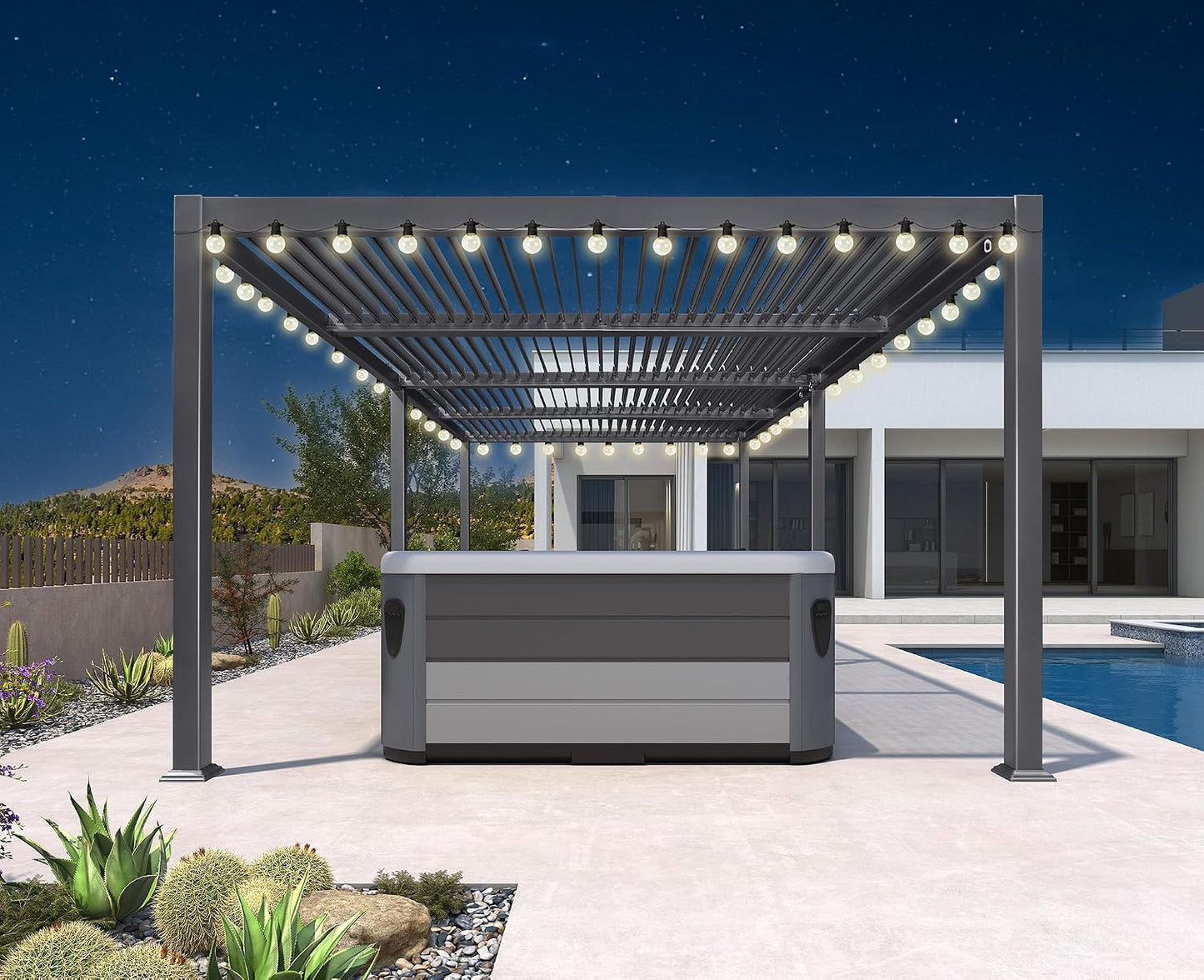 PURPLE LEAF Louvered Pergola 11.5' x 15' Aluminum Outdoor Pergola with Adjustable Louvers Roof and Integrated Drainage System 70 Mph High Wind Resistant Shade Pergolas for Patio Deck Garden Yard