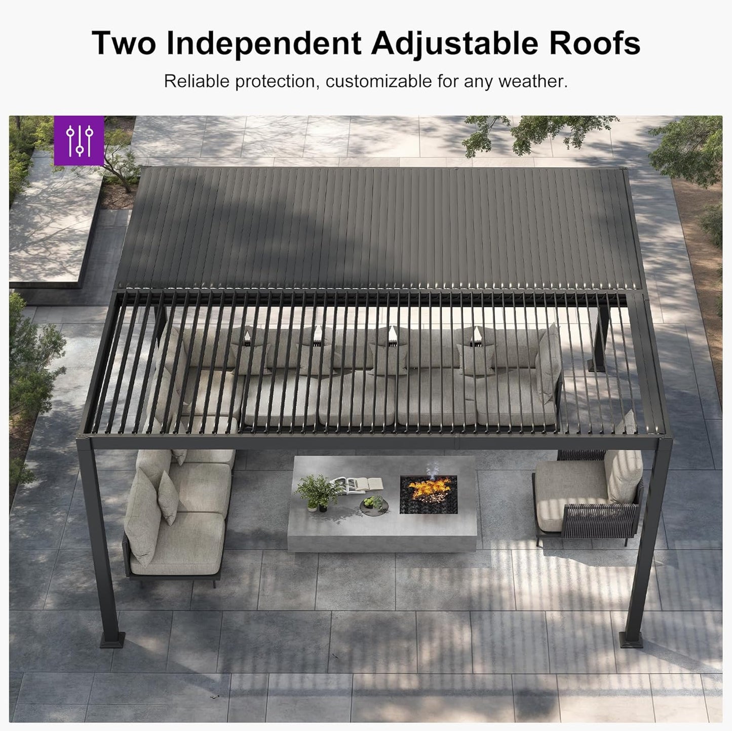 PURPLE LEAF Louvered Pergola 11.5' x 15' Aluminum Outdoor Pergola with Adjustable Louvers Roof and Integrated Drainage System 70 Mph High Wind Resistant Shade Pergolas for Patio Deck Garden Yard