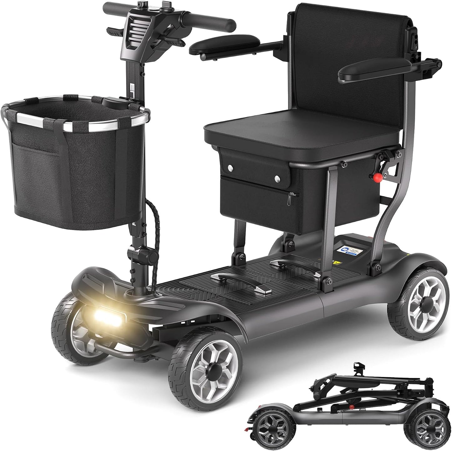 Lightweight Mobility Scooter for Adults & Seniors - Cruise & Airport Approved, 43lb Foldable Portable Motorized Scooters with Removable Lithium Battery for 12.4 Miles Travel, 300lb Capacity, Blue