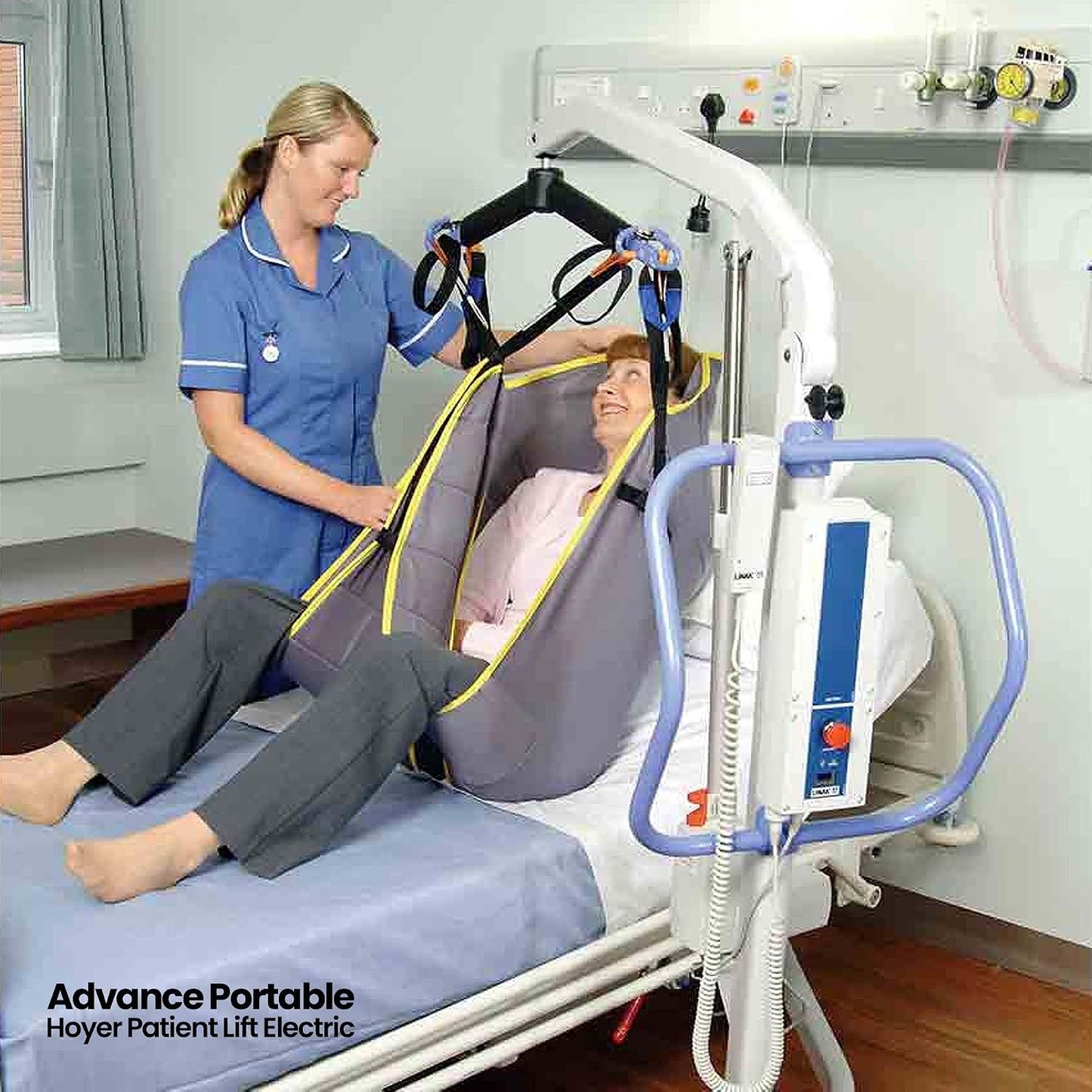 Joerns Hoyer Advance Electric Portable Patient Lift - Foldable Lightweight 70 lbs, 340 lb Capacity, Battery Powered for Home Care, Nursing & Professional Use- E340