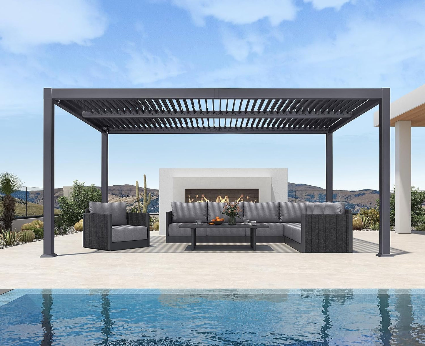 PURPLE LEAF Louvered Pergola 11.5' x 15' Aluminum Outdoor Pergola with Adjustable Louvers Roof and Integrated Drainage System 70 Mph High Wind Resistant Shade Pergolas for Patio Deck Garden Yard