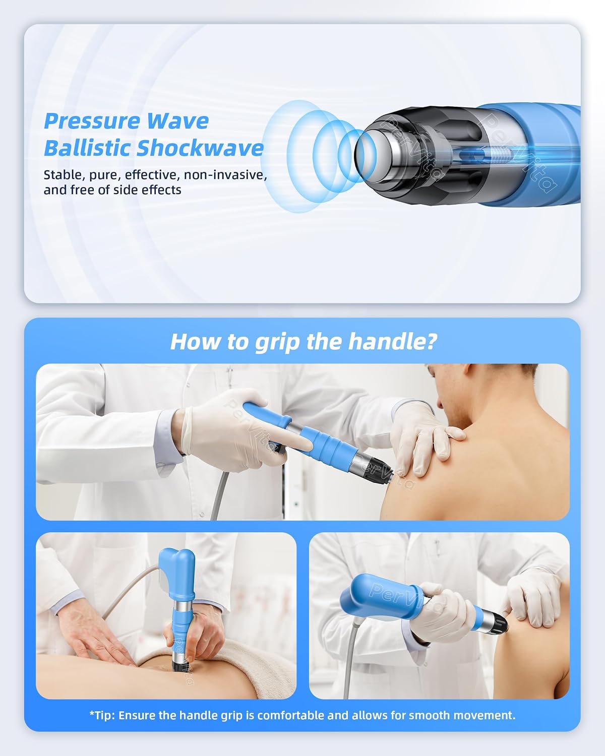 PerVita Medical Extracorporeal Shock Wave Therapy ESWT Machine for Joint and Muscle Pain Relief, Muscle and Bone Tissue Regeneration, Painless, Non-Invasive, No Side Effects, PSP20