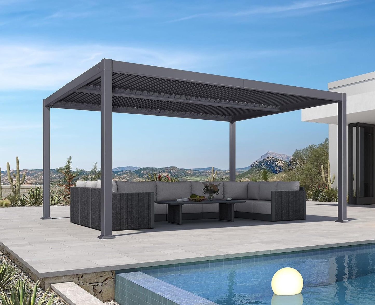 PURPLE LEAF Louvered Pergola 11.5' x 15' Aluminum Outdoor Pergola with Adjustable Louvers Roof and Integrated Drainage System 70 Mph High Wind Resistant Shade Pergolas for Patio Deck Garden Yard