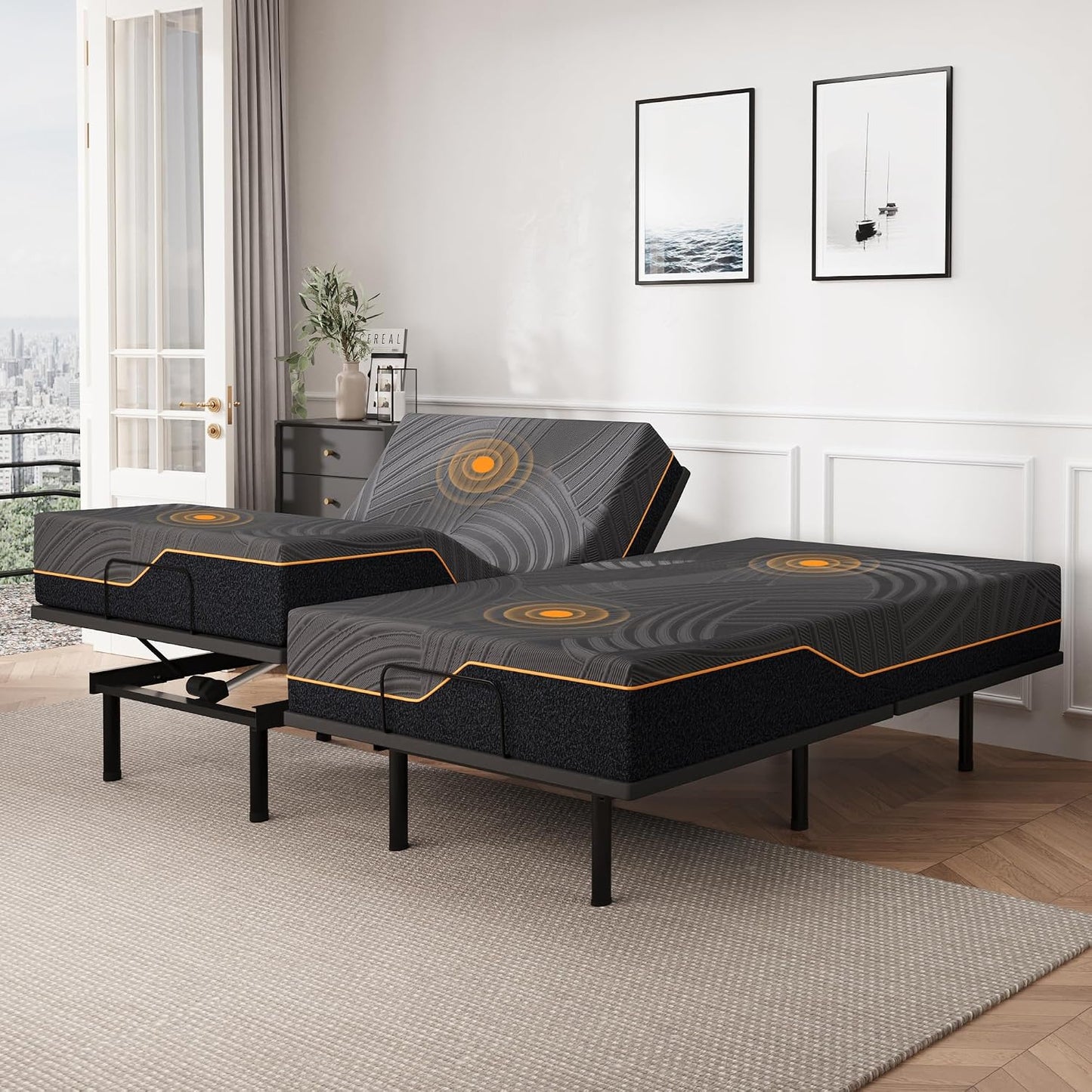 Dyonery Twin XL Adjustable Bed Base Frame with Wireless Remote + 12 Inch Twin XL Gel Memory Foam Mattress Bed in a Box, Head and Foot Incline, Zero Gravity, Fiberglass Free, 80" × 38"