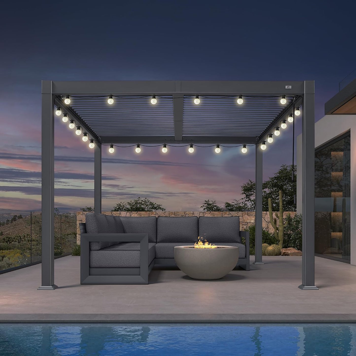 PURPLE LEAF Louvered Pergola 11.5' x 15' Aluminum Outdoor Pergola with Adjustable Louvers Roof and Integrated Drainage System 70 Mph High Wind Resistant Shade Pergolas for Patio Deck Garden Yard