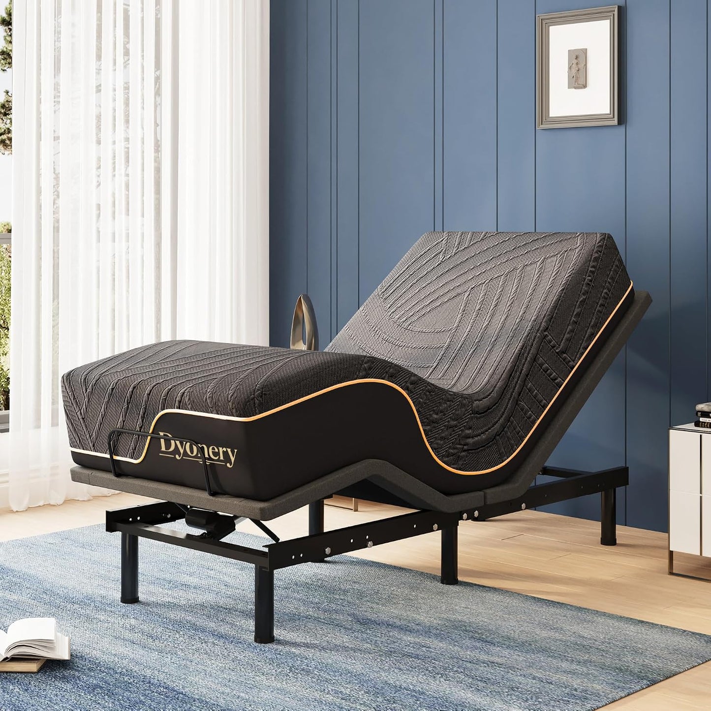 Dyonery Twin XL Adjustable Bed Base Frame with Wireless Remote + 12 Inch Twin XL Gel Memory Foam Mattress Bed in a Box, Head and Foot Incline, Zero Gravity, Fiberglass Free, 80" × 38"