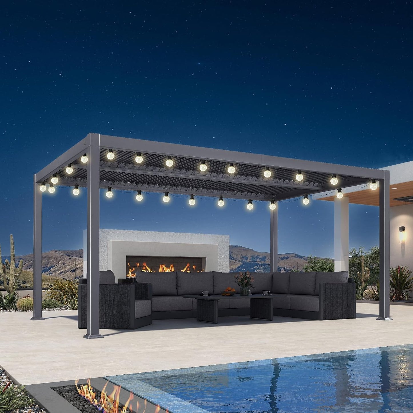 PURPLE LEAF Louvered Pergola 11.5' x 15' Aluminum Outdoor Pergola with Adjustable Louvers Roof and Integrated Drainage System 70 Mph High Wind Resistant Shade Pergolas for Patio Deck Garden Yard