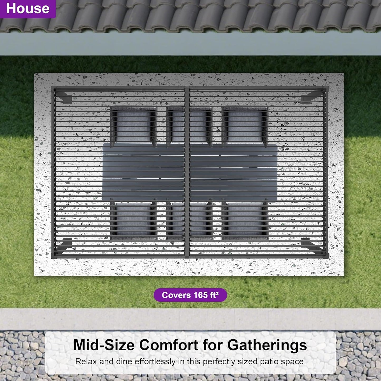 PURPLE LEAF Louvered Pergola 11.5' x 15' Aluminum Outdoor Pergola with Adjustable Louvers Roof and Integrated Drainage System 70 Mph High Wind Resistant Shade Pergolas for Patio Deck Garden Yard