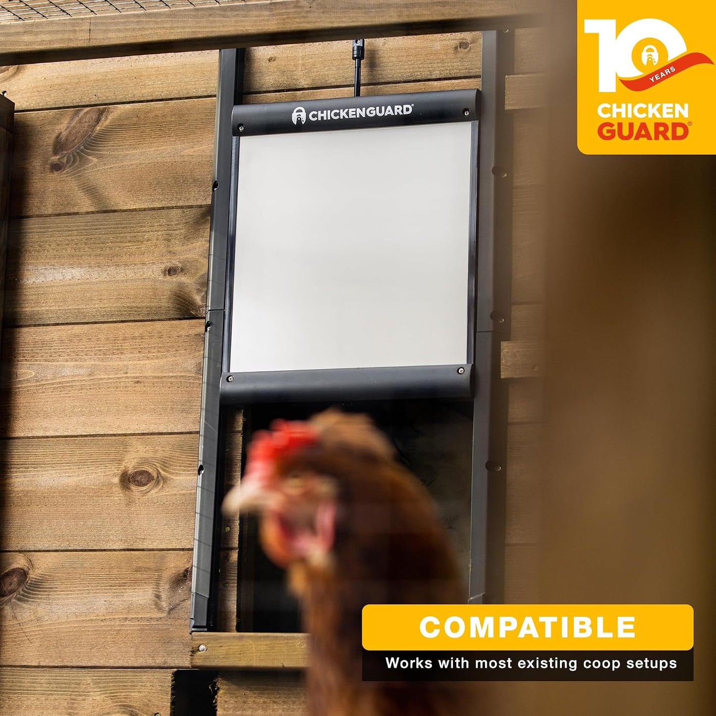 ChickenGuard Self-Locking Predator-Proof Chicken Coop Door for Hen-House, Chicken Run, Poultry Habitat Accessories (Pop Hole Door only – No Motor)