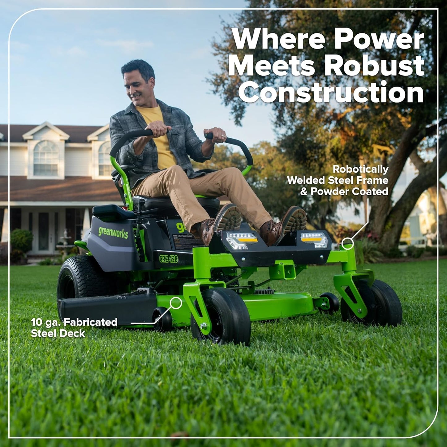 Greenworks 80V 42" CrossoverZ Zero Turn Riding Lawn Mower, (6) 6.0Ah Batteries and 600W Charger