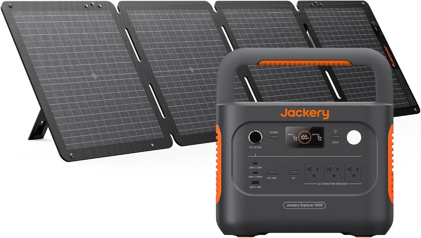 Jackery Explorer 1000 v2 Portable Power Station,1070Wh LiFePO4 Battery,1500W AC/100W USB-C Output, 1 Hr Fast Charge, Solar Generator for Camping,Emergency, RV, Off-Grid Living(Solar Panel Optional)